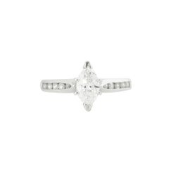 GIA Natural 0.98 Carat Marquise Cut Diamond Platinum Engagement Ring In Stock