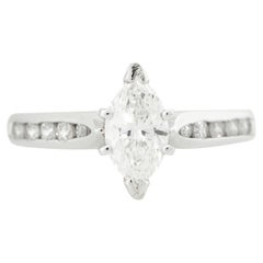 GIA Certified 0.98 Carat Marquise Cut Diamond Engagement Ring Platinum in Stock
