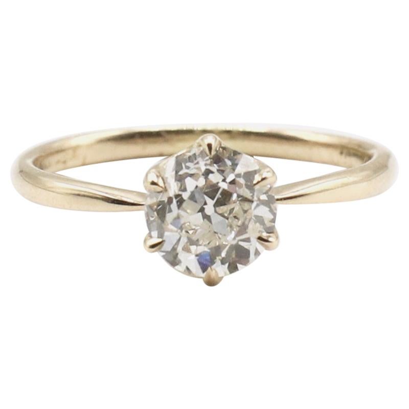 GIA Certified 0.98 Carat Old European Brilliant I VS 2 Diamond Engagement Ring
