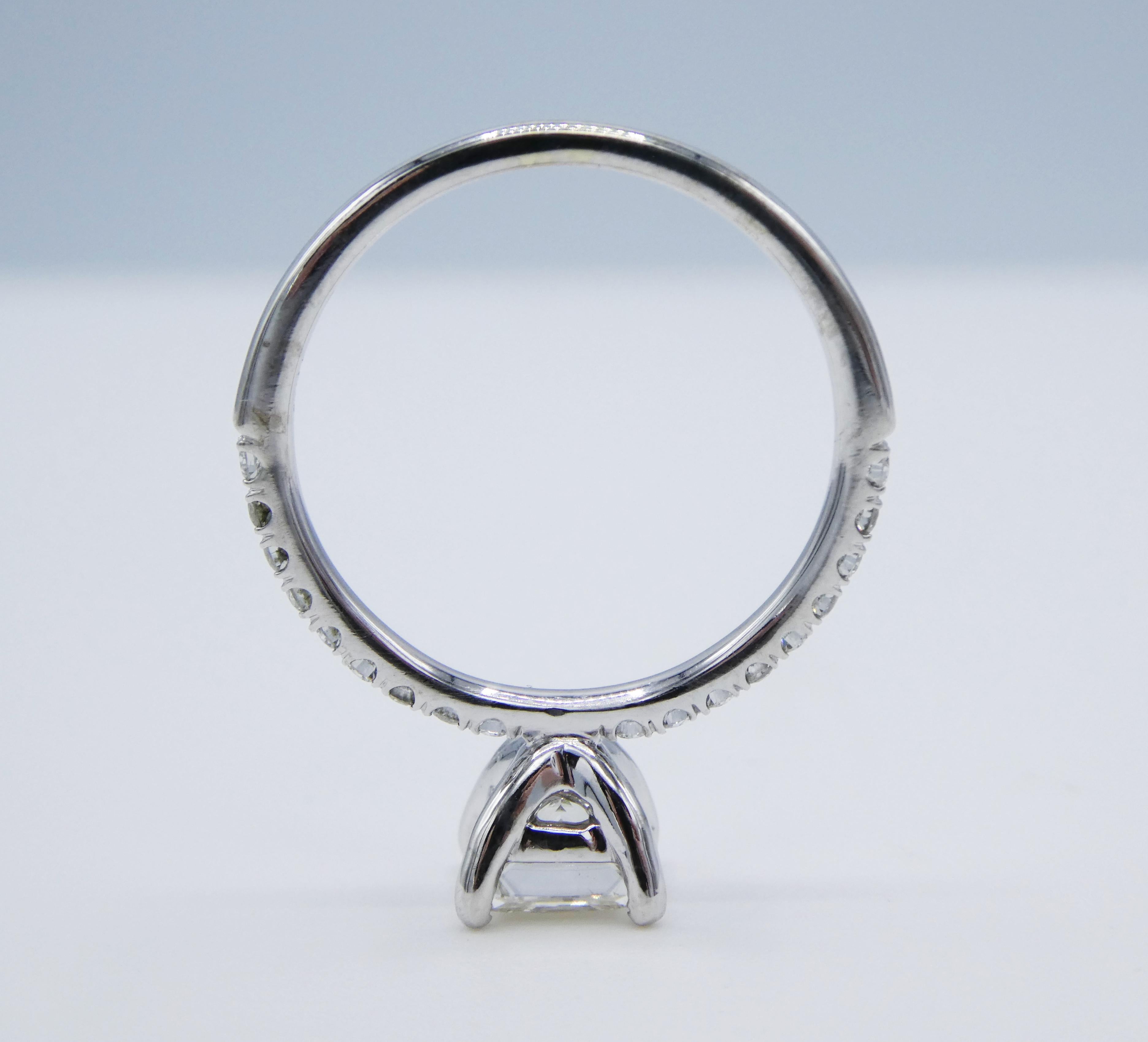 Modern GIA Certified 0.98 Carat Princess Cut I I1 14 Karat Pave Diamond Engagement Ring