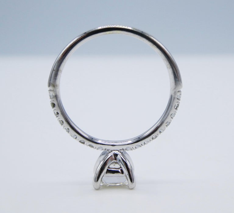GIA Certified 0.98 Carat Princess Cut I I1 14 Karat Pave Diamond Engagement Ring 1