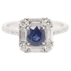 GIA-zertifizierter 0,99 Karat burmesischer blauer Saphir Natürlicher unbehandelter Ring aus 18 Karat Gold