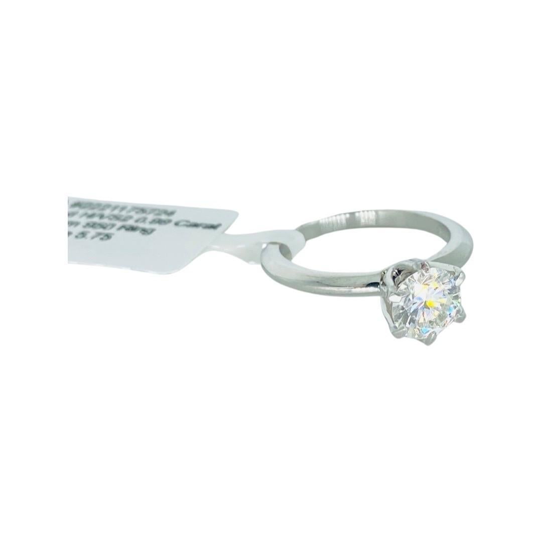 GIA-zertifizierter 0,99 Karat runder Diamant H/VS2 Platin 950 Verlobungsring (Rundschliff) im Angebot