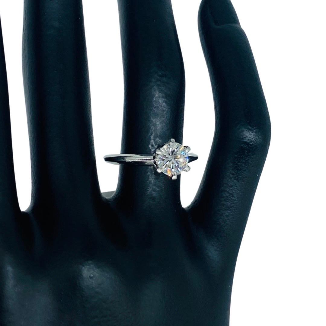 GIA-zertifizierter 0,99 Karat runder Diamant H/VS2 Platin 950 Verlobungsring im Angebot 3