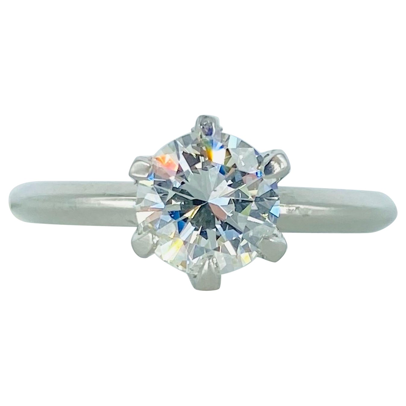 Bague de fiançailles en platine 950 avec diamant rond de 0,99 carat certifié par le GIA, H/VS2