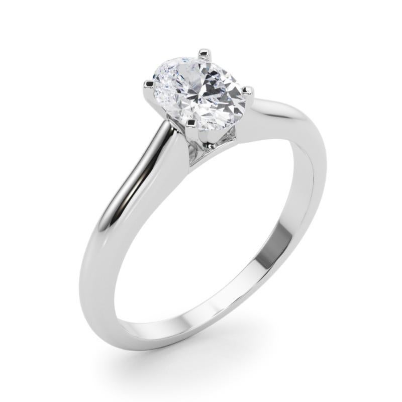 De las mujeres Anillo de Diamantes Solitario Clásico con Banda Delgada Ovalada de 0.9 ct Certificado por GIA en venta