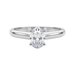 GIA Certified 0.9ct Oval Slim Band Classic Solitaire Diamond Ring