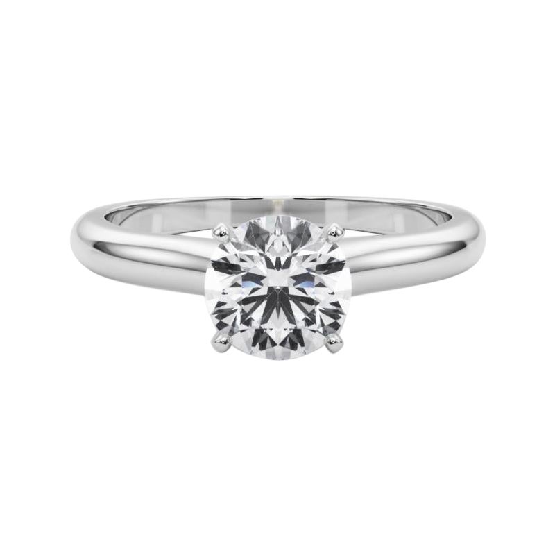 GIA Certified 0.9ct Round Slim Band Classic Solitaire Platinum Diamond Ring