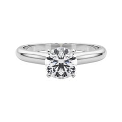GIA Certified 0.9ct Round Slim Band Classic Solitaire Platinum Diamond Ring