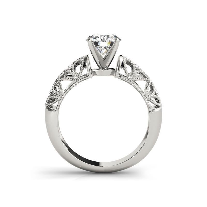 Taille ronde GIA Certified 0.9ct Round Solitaire Milgrain Filigree Trellis Diamond Ring en vente