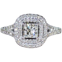 GIA Certified 1 1/2 Carat 14 Karat White Gold Princess Diamond Engagement Ring