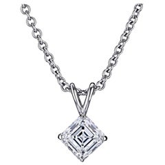GIA Certified 1/2 Carat Ascher Cut Platinum Pendant
