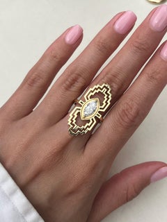 GIA Certified 1 Carat Antique Marquise Cut Diamond Cocktail Ring