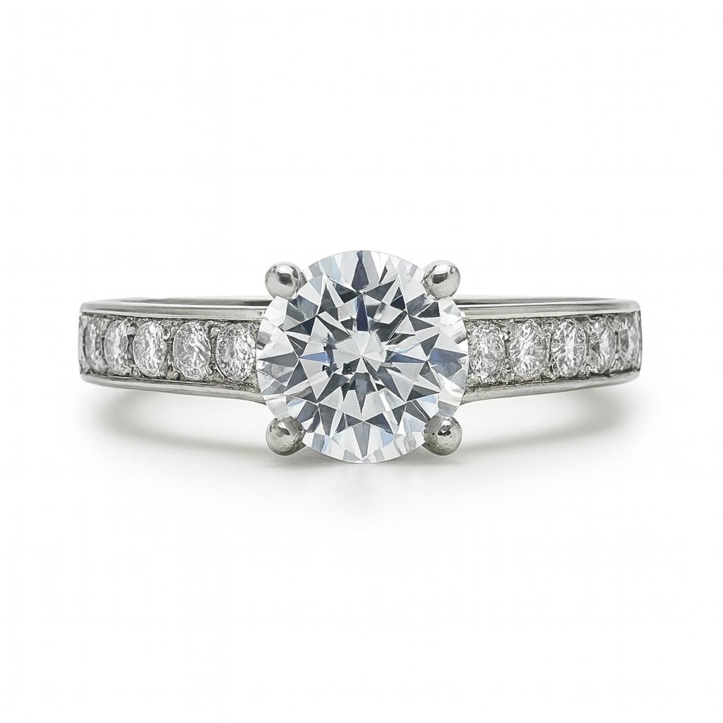 Anillo de compromiso de diamantes brillantes redondos Cartier 1895 de 1 quilate con certificado GIA Contemporáneo en venta