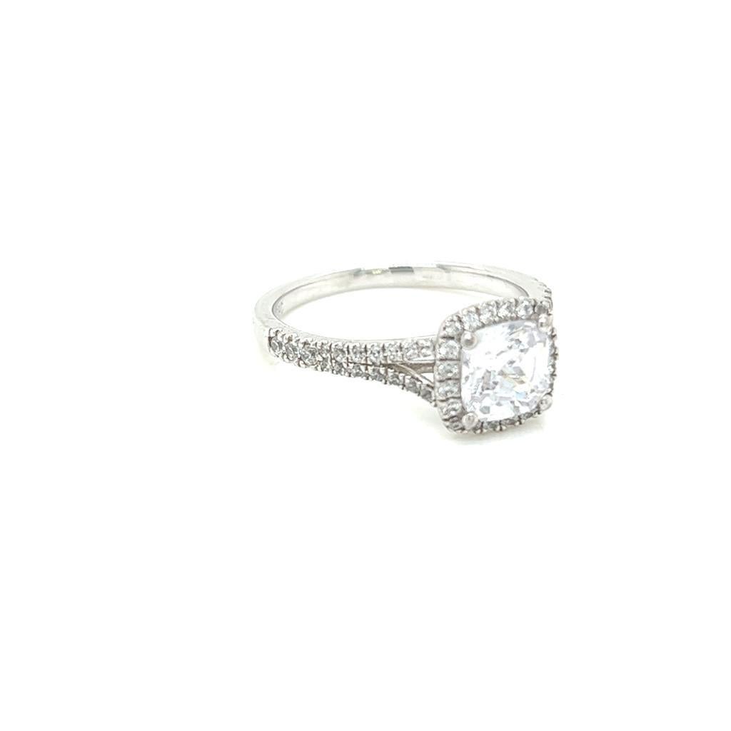 For Sale:  GIA Certified 1 Carat Cushion cut Diamond Ring in Platinum 2