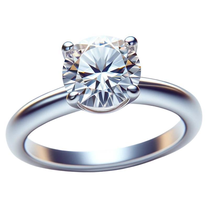GIA Certified 1 Carat D VVS1 Round Diamond 18K White Gold Solitaire Ring
