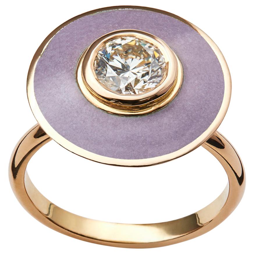 GIA Certified 1 Carat Diamond Engagement Ring Grey Vitreous Hot Enamel 18k gold For Sale
