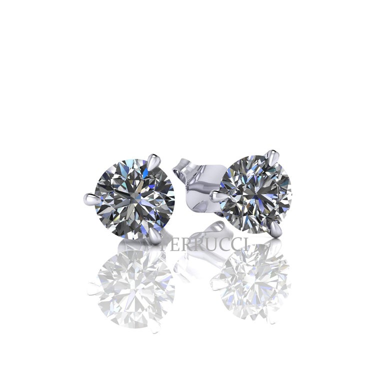 GIA Certified 1 Carat Diamond Martini Platinum Stud ...