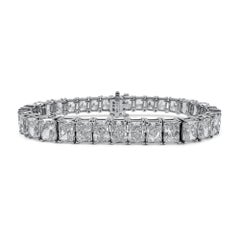 GIA Certified, 1 Carat Each, Radiant Cut Diamond Tennis Bracelet in Platinum