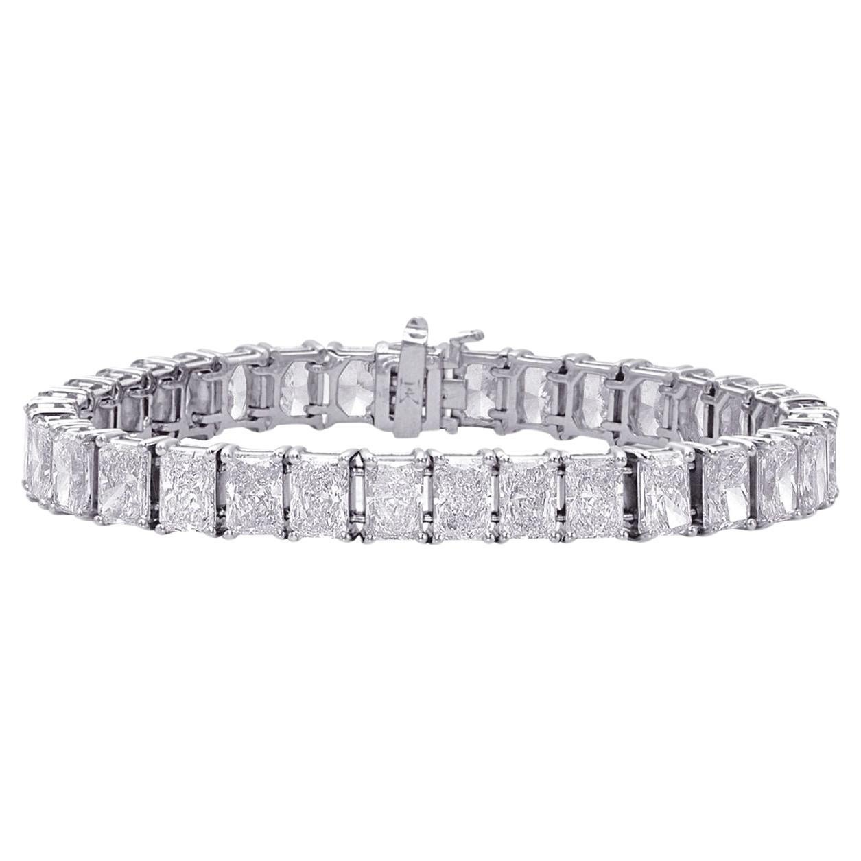 GIA-zertifiziert, 1 Karat pro Stück, Diamant-Tennisarmband mit Strahlenschliff in Platin im Angebot