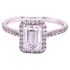 GIA Certified 1 Carat Emerald cut Diamond Ring in Platinum