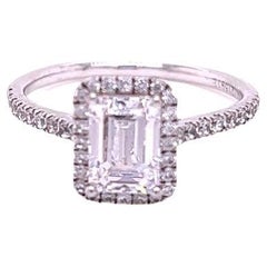 Anillo de diamantes talla esmeralda de 1 quilate certificado por el GIA en platino