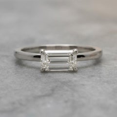 GIA Certified 1 Carat Emerald Cut Diamond Solitaire Engagement Ring