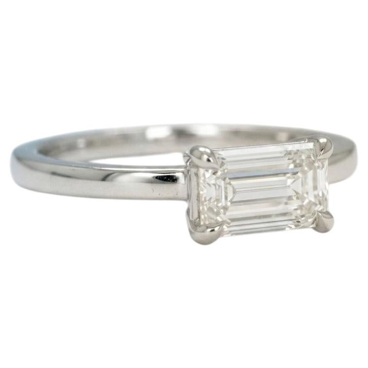 GIA Certified 1 Carat Emerald Cut Diamond Solitaire Engagement Ring