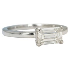 GIA Certified 1 Carat Emerald Cut Diamond Solitaire Engagement Ring