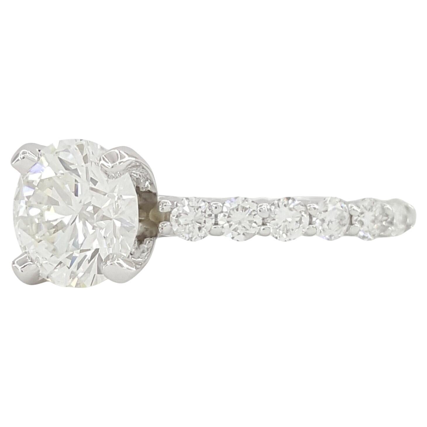 Contemporary GIA Certified 1 Carat Round Cut Diamond E Color VVS1 Clarity Ring in 14K W Gold For Sale