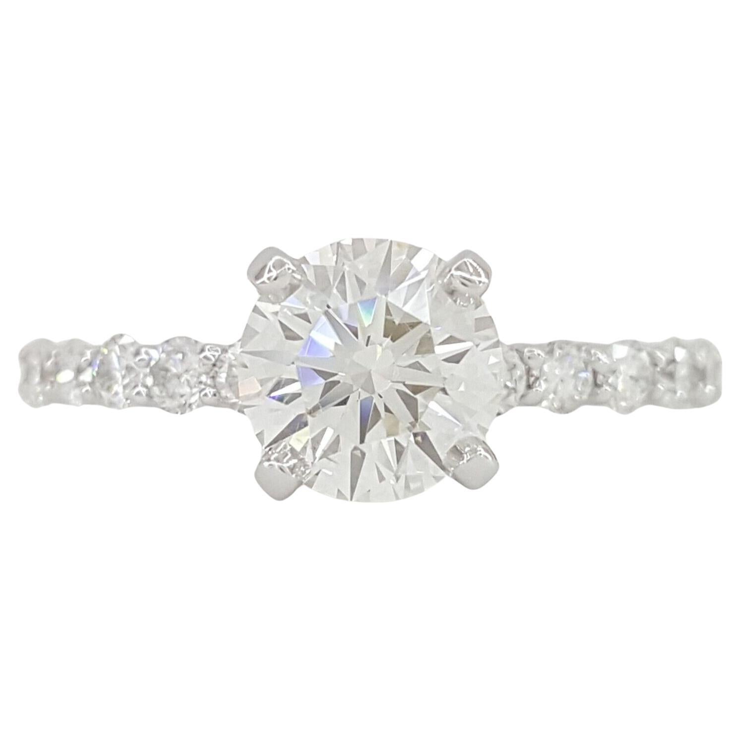 GIA Certified 1 Carat Round Cut Diamond E Color VVS1 Clarity Ring in 14K W Gold For Sale 1