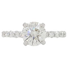 GIA-zertifizierter 1 Karat Diamantring mit Rundschliff im Rundschliff E Farbe VVS1 Reinheit in 14K W Gold