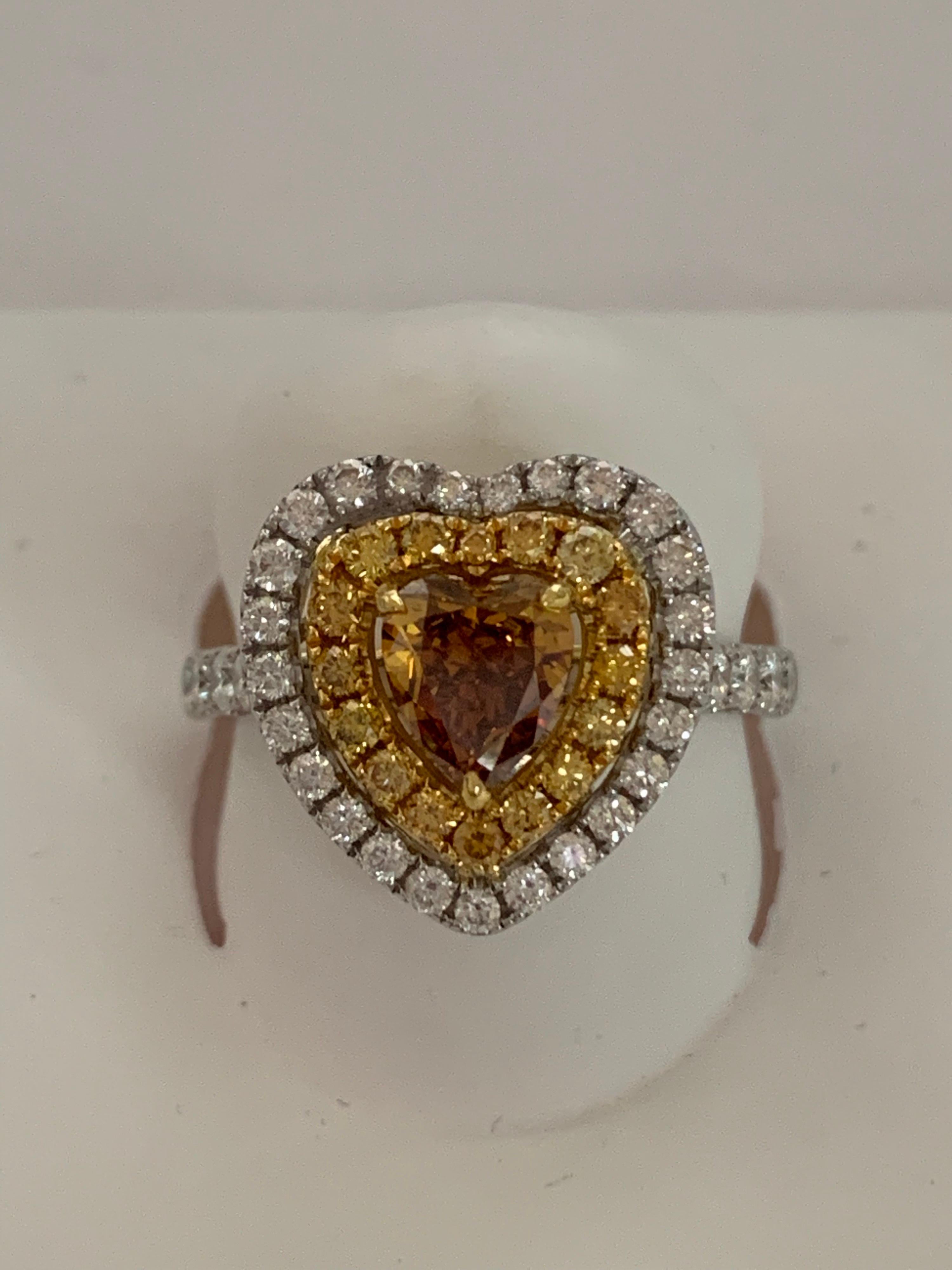 Artisan GIA Certified 1 Carat Fancy Brownish Yellow Diamond Ring