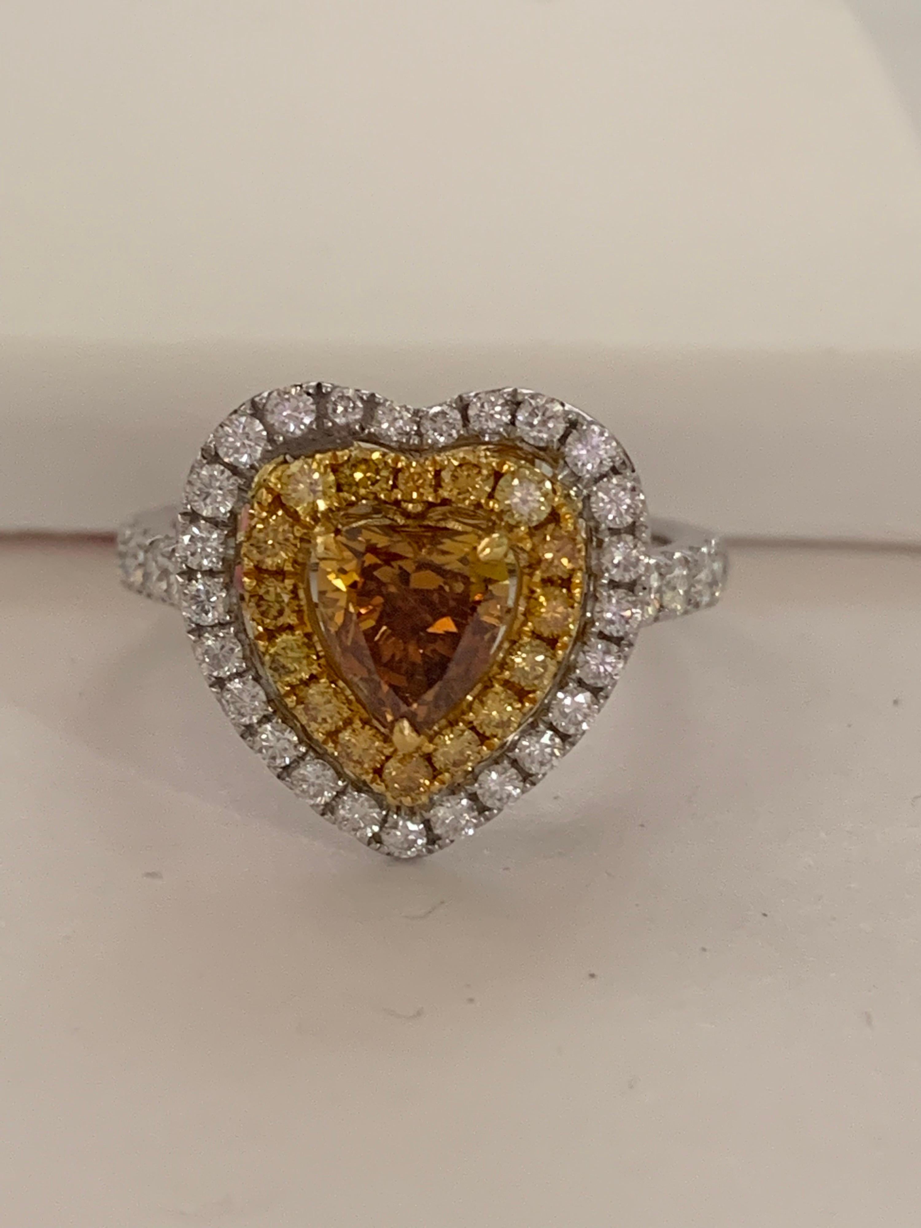 GIA Certified 1 Carat Fancy Brownish Yellow Diamond Ring 1