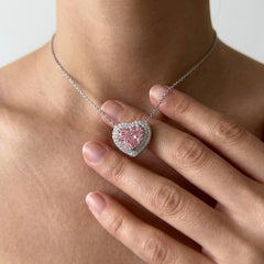 GIA Certified 1 Carat Fancy Pink Diamond and Diamond Necklace