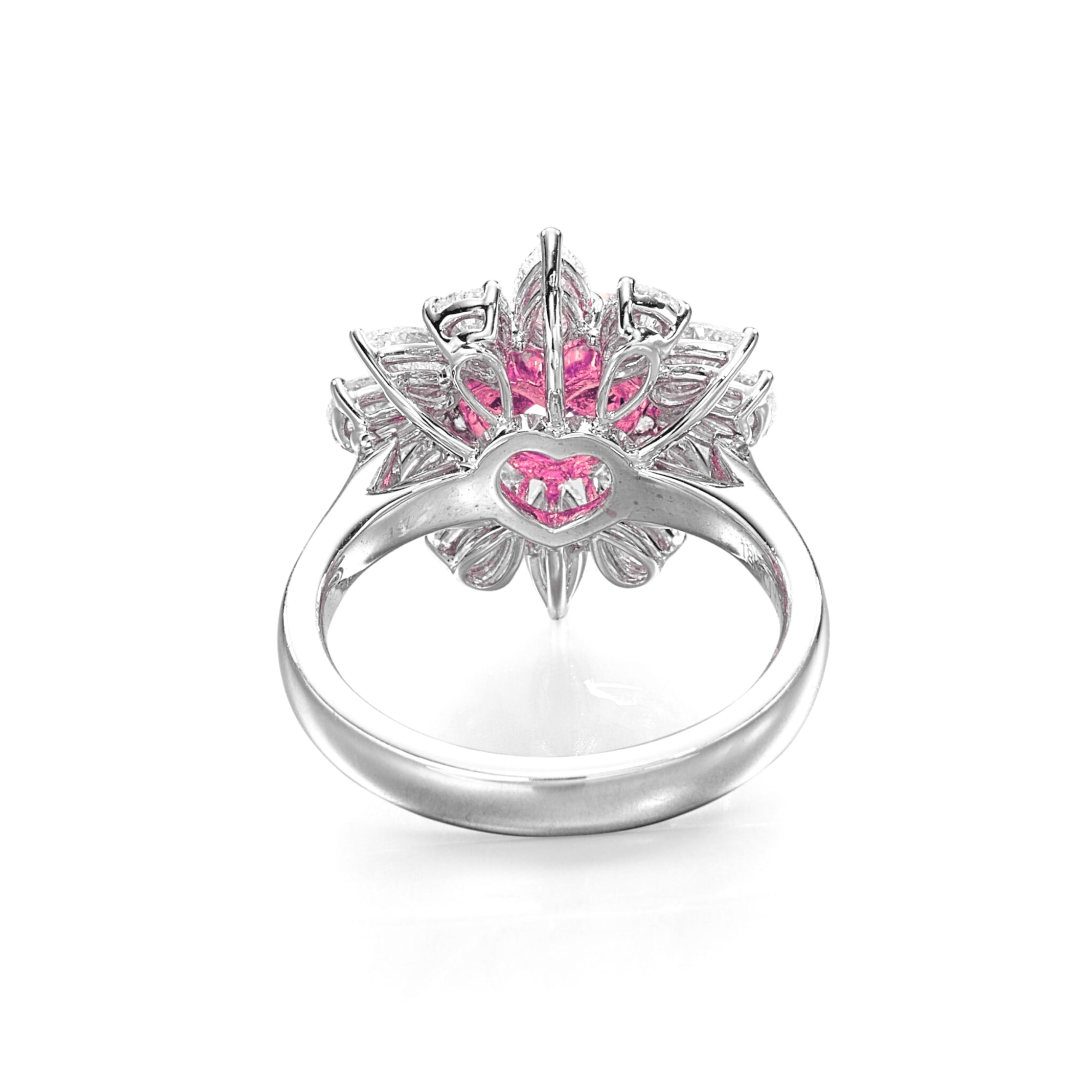 Heart Cut GIA Certified 1 Carat Fancy Pink Heart Shape Diamond Ring For Sale