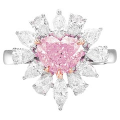 GIA Certified 1 Carat Fancy Pink Heart Shape Diamond Ring