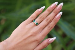 GIA Certified 1 Carat G SI Asscher Cut Diamond & Emerald Engagement Ring