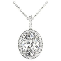 GIA Certified 1 carat Oval Diamond Halo 18K White Gold Pendant Necklace GIA Certified 1 carat Oval Diamond Halo 18K White Gold Pendant Necklace