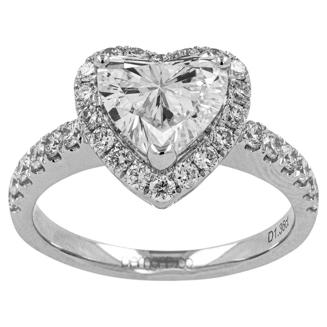 Heart Cut GIA Certified 1 Carat Heart Shape 18K Gold Ring Internally FLAWLESS F COLOR For Sale