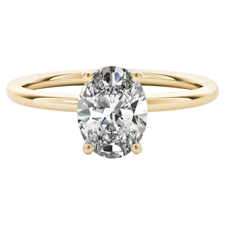 Anillo de diamantes de oro amarillo con halo ovalado solitario de 1 quilates certificado por GIA