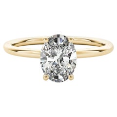 GIA Certified 1 Carat Hidden Halo Oval Solitaire Yellow Gold Diamond Ring