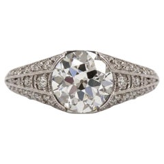 Bague de fiançailles de style vintage, sertie d'un diamant de 1 carat certifié par le GIA, taille « Old European Cut »
