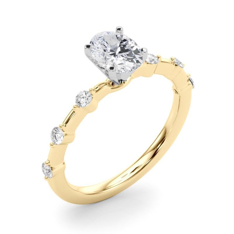 GIA zertifiziert 1 Karat Oval Diamant Bambus Shank Diamantring Damen im Angebot