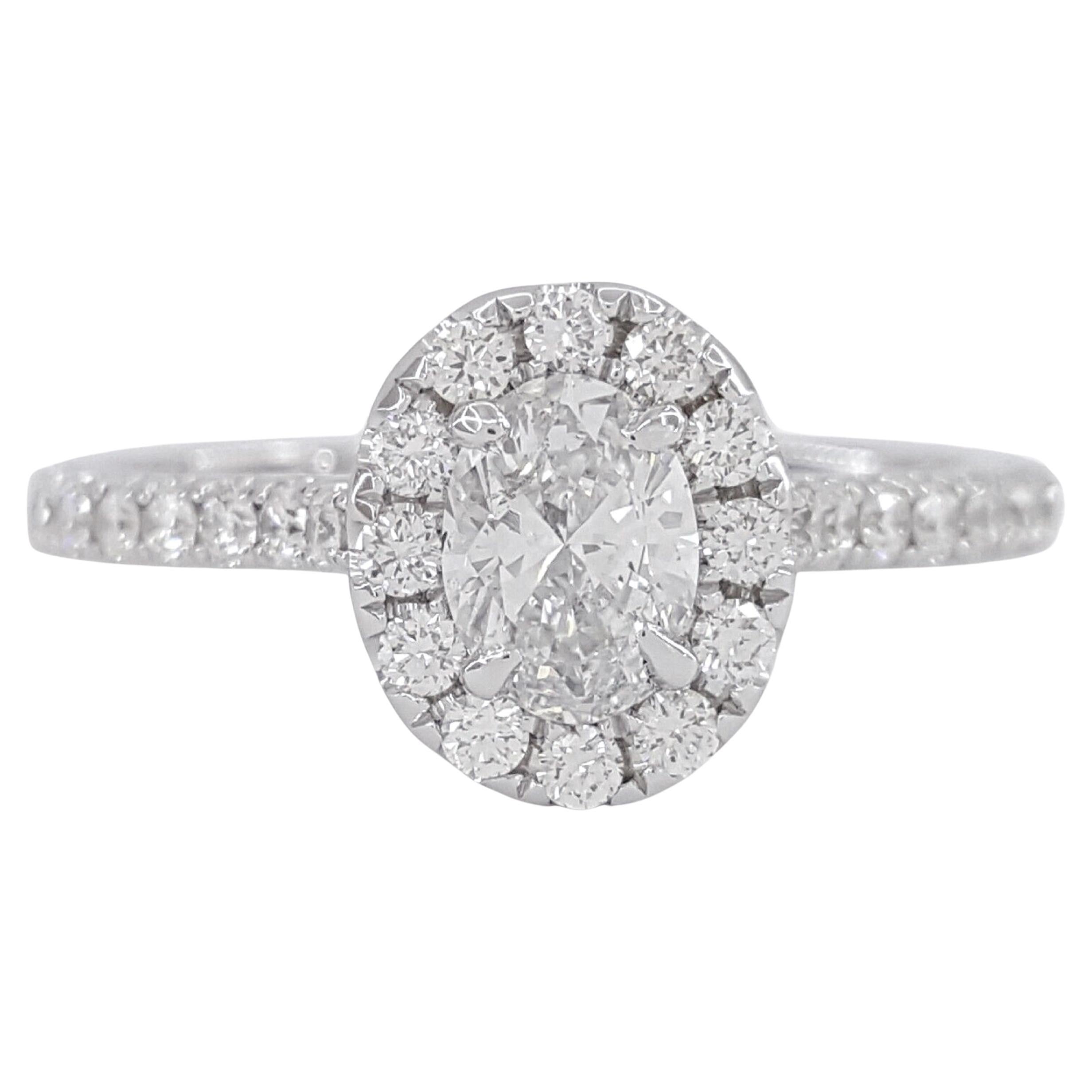 Bague de fianailles en diamant ovale de 1 carat certifi GIA en vente