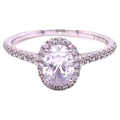 For Sale:  GIA Certified 1 Carat Oval Diamond Ring in Platinum