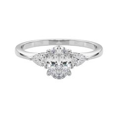 GIA Certified 1 Carat Oval & Pear Three-Stone  Diamond Ring