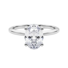 Bague solitaire en platine certifiée GIA de 1 carat de diamant ovale et sertie