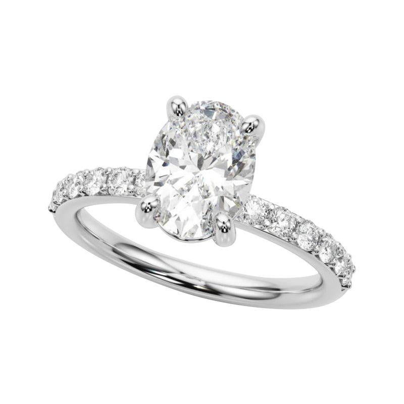 GIA Certified 1 Carat Oval Solitaire & Channel Prong Platinum Diamond Ring