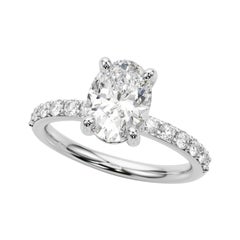 GIA Certified 1 Carat Oval Solitaire & Channel Prong Platinum Diamond Ring